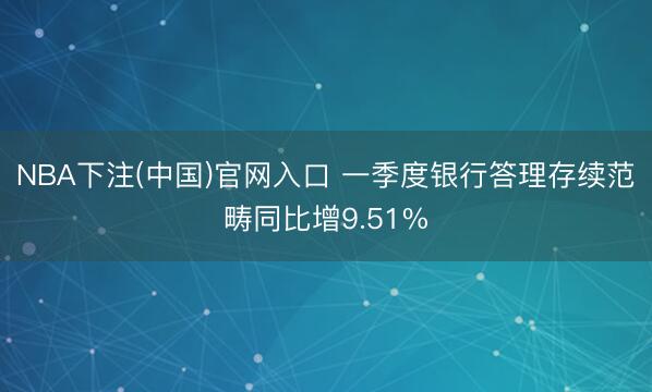 NBA下注(中国)官网入口 一季度银行答理存续范畴同比增9.51%