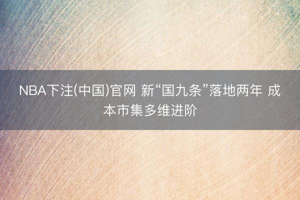 NBA下注(中国)官网 新“国九条”落地两年 成本市集多维进阶