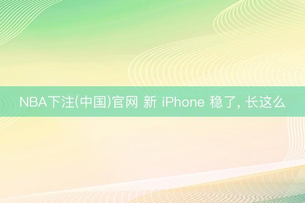 NBA下注(中国)官网 新 iPhone 稳了, 长这么