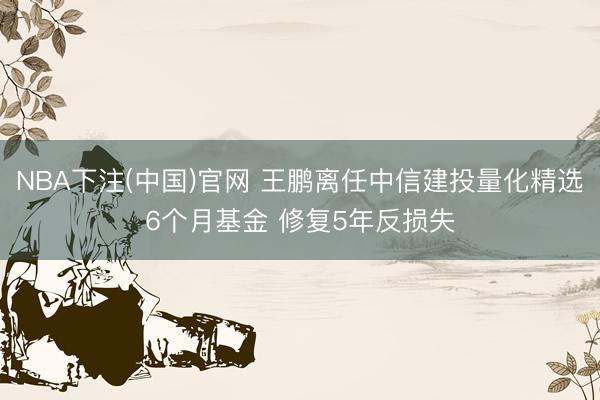 NBA下注(中国)官网 王鹏离任中信建投量化精选6个月基金 修复5年反损失