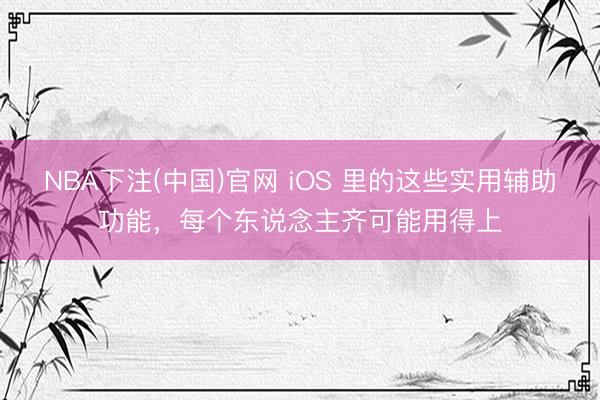 NBA下注(中国)官网 iOS 里的这些实用辅助功能，每个东说念主齐可能用得上