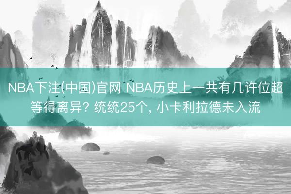 NBA下注(中国)官网 NBA历史上一共有几许位超等得离异? 统统25个， 小卡利拉德未入流