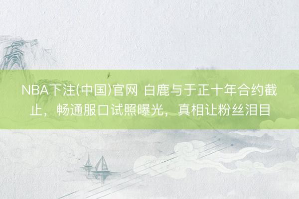 NBA下注(中国)官网 白鹿与于正十年合约截止，畅通服口试照曝光，真相让粉丝泪目