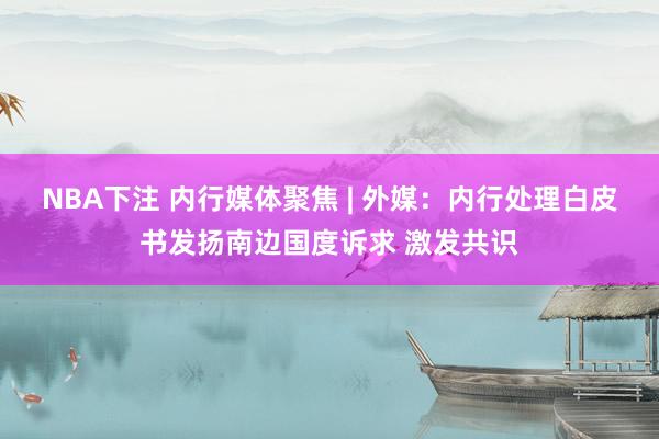 NBA下注 内行媒体聚焦 | 外媒：内行处理白皮书发扬南边国度诉求 激发共识